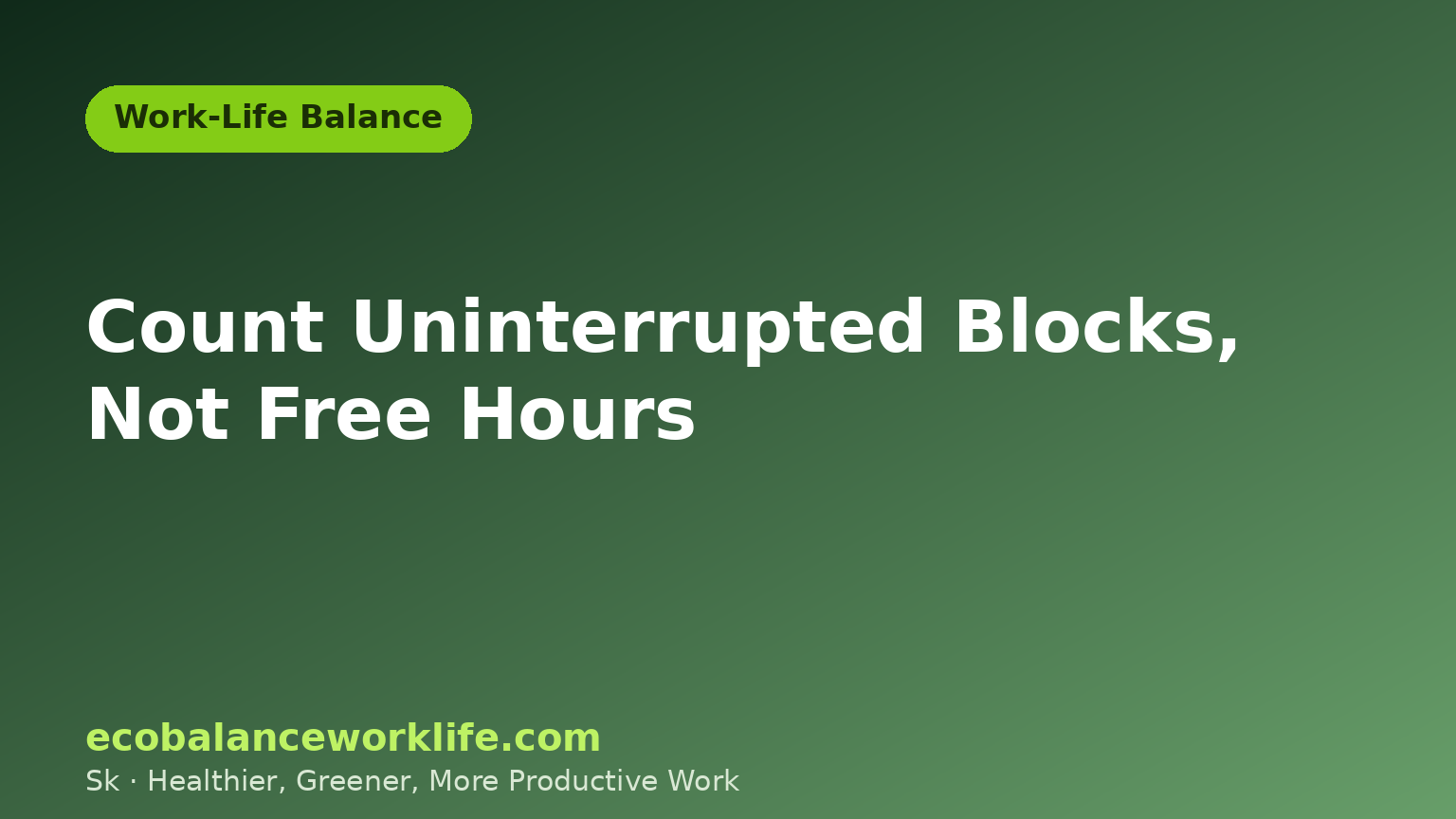Green card reading Count Uninterrupted Blocks, Not Free Hours, the core time confetti audit method
